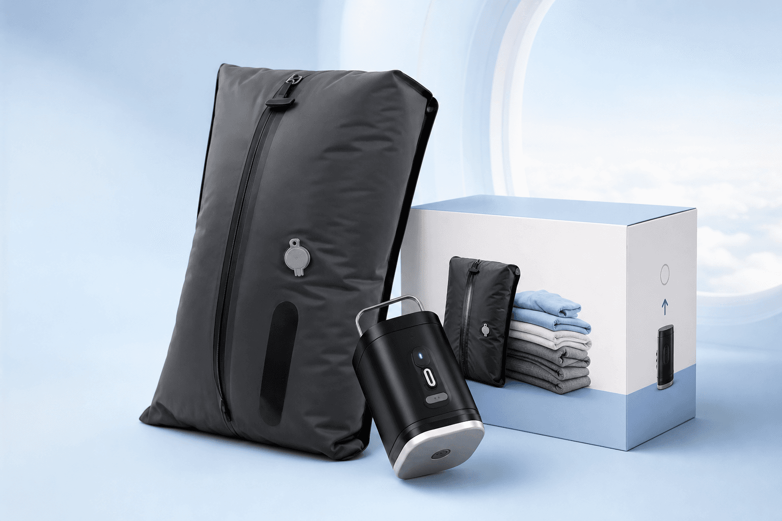 Bolsa de vacío, compresor portátil y caja Aerobag Store